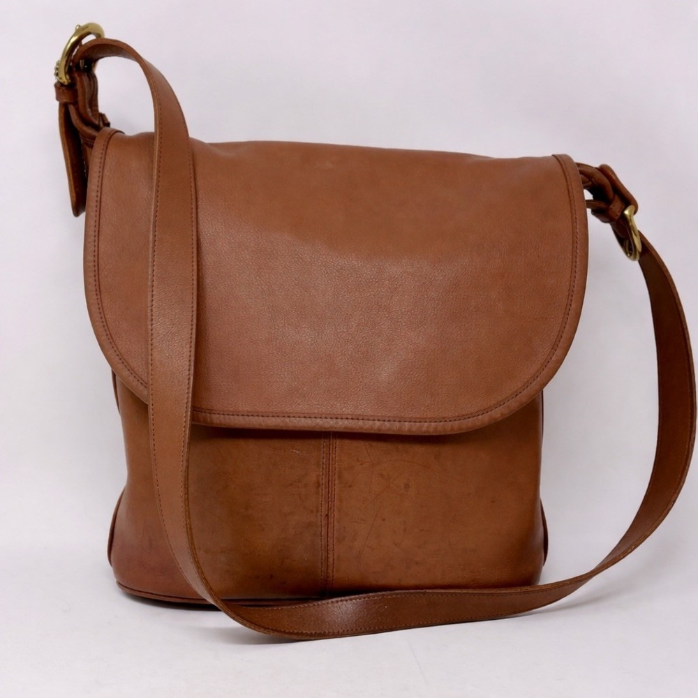 Vintage Coach Whitney 4115 Flap Crossbody Brown Leather USA 90s 12x11
